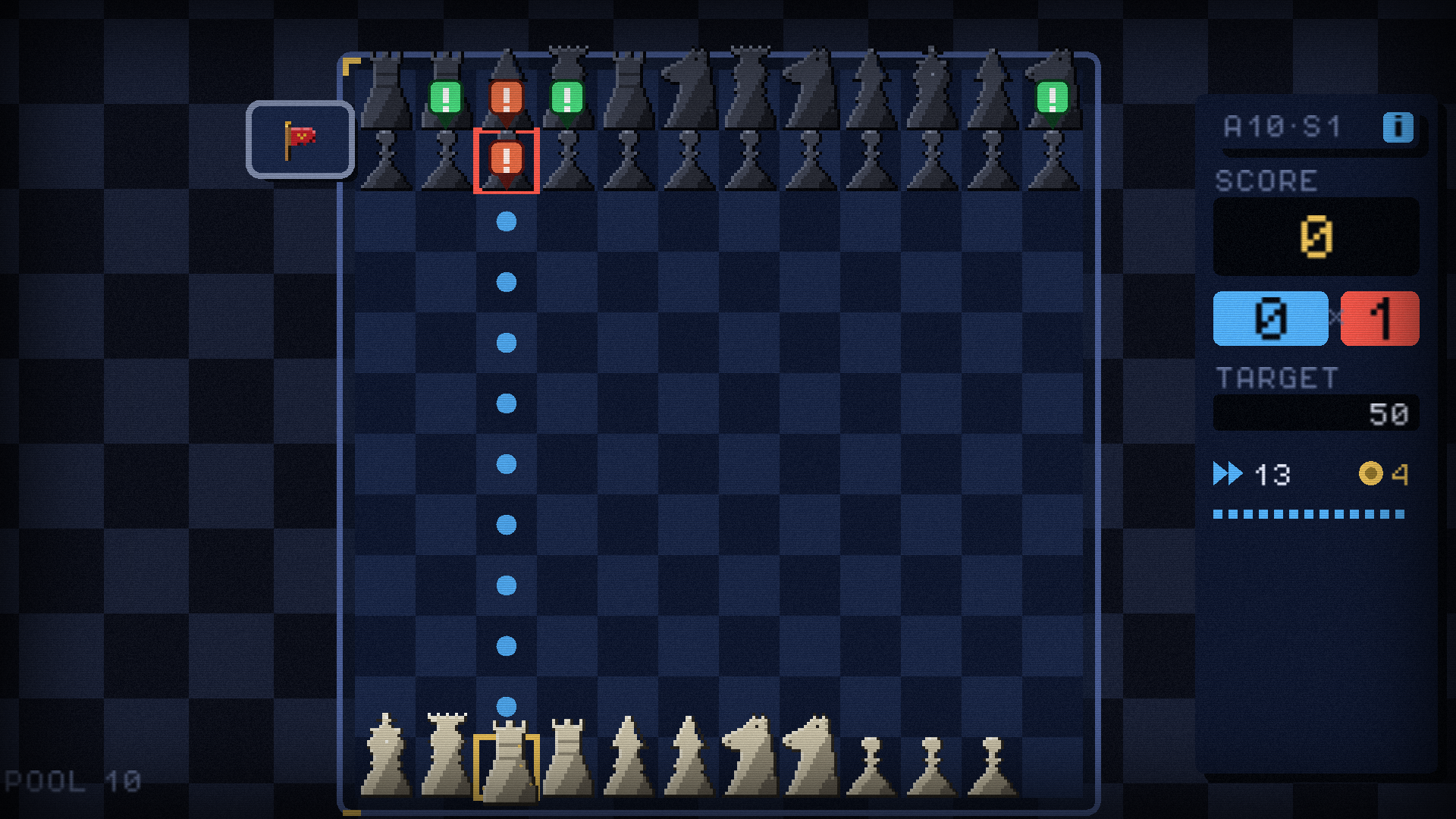 A sprawling 12 by 12 battlefield late in a run